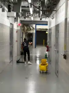 Mountain Group doing janitorial cleaning work in a commercial building